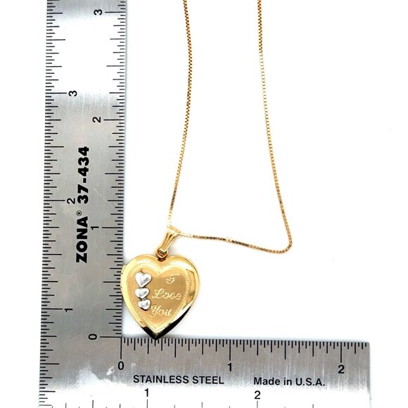 14K Gold Chain with Gold Filled Locket Necklace - Picture 3 of 6